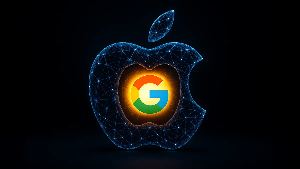 Ein Apple-Apfel frisst Gemini